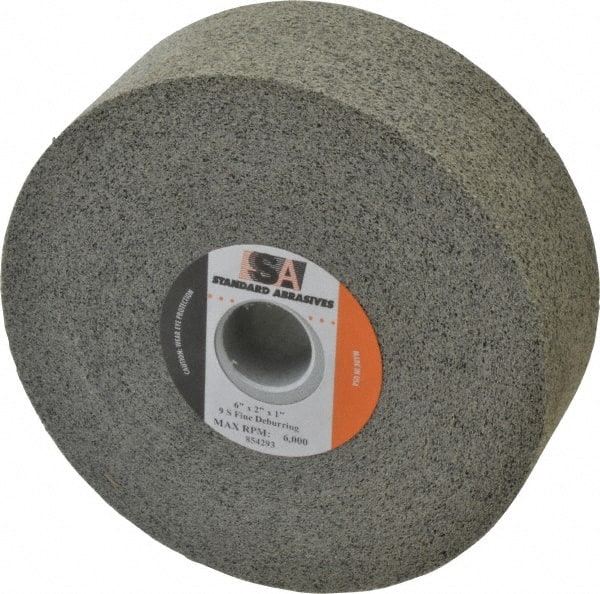 Standard Abrasives - 6" Diam, 1" Center Hole, Fine Grade, Silicon Carbide Deburring Wheel - Exact Industrial Supply