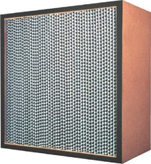 Made in USA - 23-3/8" High x 11-3/8" Wide 11-1/2" Deep, 99.97% Capture Efficiency, HEPA Air Filter - Microfiber Paper Media, Particle Board Frame, 500 FPM Max, 950 CFM, 180°F Max, Use with Hospitals & Clean Rooms - Exact Industrial Supply