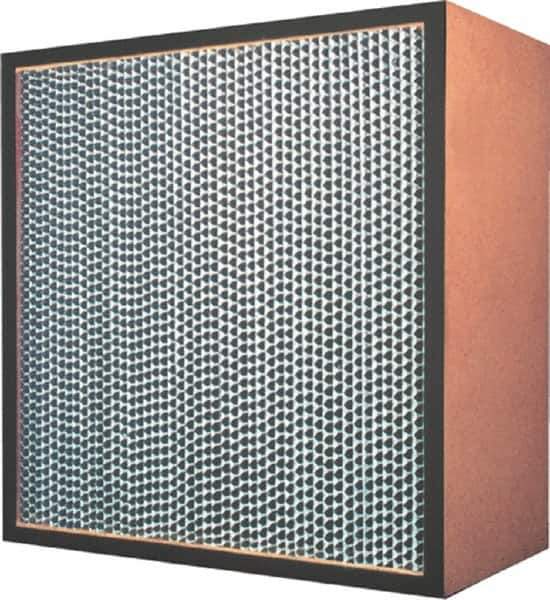 Made in USA - 12" High x 12" Wide 11-1/2" Deep, 99.97% Capture Efficiency, HEPA Air Filter - Microfiber Paper Media, Particle Board Frame, 250 FPM Max, 250 CFM, 180°F Max, Use with Hospitals & Clean Rooms - Exact Industrial Supply