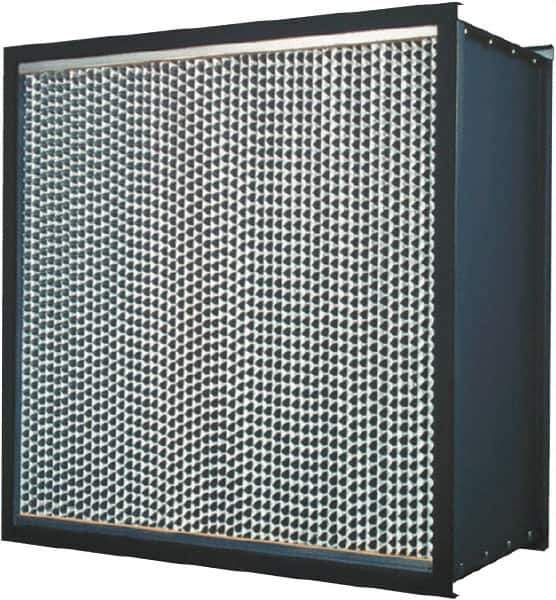 Made in USA - 24" High x 12" Wide 11-1/2" Deep, 95% Capture Efficiency, HEPA Air Filter - Microfiber Paper Media, Galvanized Steel Frame, 250 FPM Max, 500 CFM, 180°F Max, Use with Hospitals & Clean Rooms - Exact Industrial Supply