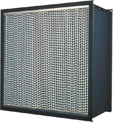 Made in USA - 24" High x 12" Wide 11-1/2" Deep, 99.97% Capture Efficiency, HEPA Air Filter - Microfiber Paper Media, Particle Board Frame, 250 FPM Max, 250 CFM, 180°F Max, Use with Hospitals & Clean Rooms - Exact Industrial Supply