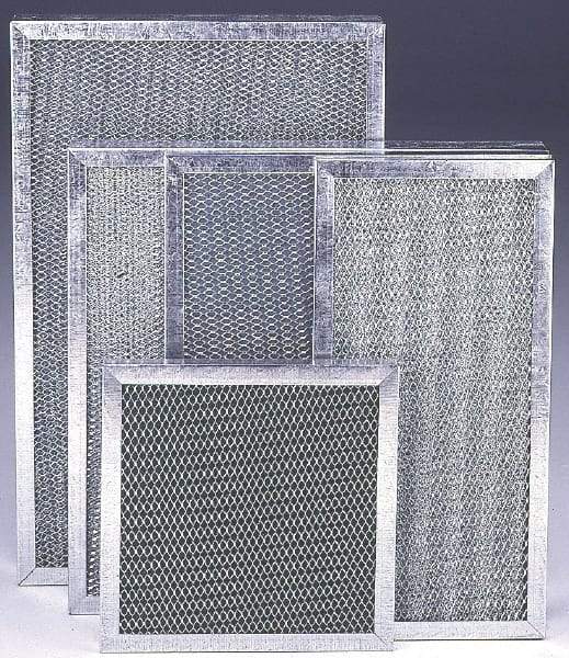 Made in USA - 15" Noml Height x 20" Noml Width x 2" Noml Depth, 76% Capture Efficiency, Permanent Air Filter - MERV 7, Aluminum Cloth & Mesh, Integrated Aluminum Frame, 300 Max FPM, 625 CFM, For Any Unit - Exact Industrial Supply