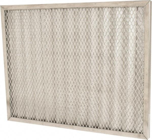 Made in USA - 16" Noml Height x 20" Noml Width x 1" Noml Depth, 71% Capture Efficiency, Permanent Air Filter - MERV 7, Aluminum Cloth & Mesh, Integrated Aluminum Frame, 300 Max FPM, 640 CFM, For Any Unit - Exact Industrial Supply