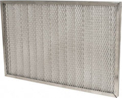 Made in USA - 16" Noml Height x 25" Noml Width x 1" Noml Depth, 71% Capture Efficiency, Permanent Air Filter - MERV 7, Aluminum Cloth & Mesh, Integrated Aluminum Frame, 300 Max FPM, 640 CFM, For Any Unit - Exact Industrial Supply