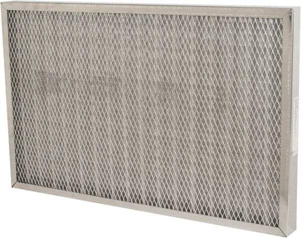 Made in USA - 16" Noml Height x 25" Noml Width x 2" Noml Depth, 76% Capture Efficiency, Permanent Air Filter - MERV 7, Aluminum Cloth & Mesh, Integrated Aluminum Frame, 300 Max FPM, 640 CFM, For Any Unit - Exact Industrial Supply