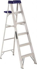 Louisville - 5 Steps, 6' High, Type I Rating, Aluminum Step Ladder - Exact Industrial Supply