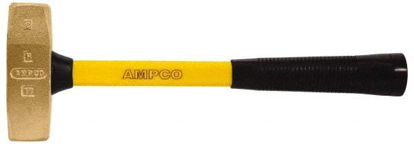 Ampco - 2-3/4 Lb Bronze Nonsparking Double Face Engineer's Hammer - Hickory Handle - Exact Industrial Supply