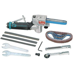 Dynabrade - 1/8 to 1/2 x 12 Inch, 25,000 RPM Air Belt Sander - 0.4 Hp, 1/4 NPT Inlet, 20 CFM Air Consumption, 4,890 FPM Speed - Exact Industrial Supply