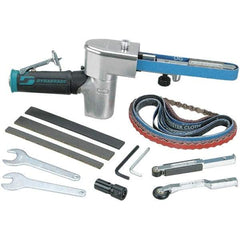 Dynabrade - 1/4 to 3/4 x 18 Inch, 20,000 RPM Air Belt Sander - 0.5 Hp, 1/4 NPT Inlet, 28 CFM Air Consumption, 4,550 FPM Speed - Exact Industrial Supply