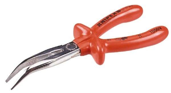 Knipex - 8" Long, 2-11/16" Jaw Length, Long Reach Bent Nose Plier - Side Cutter - Exact Industrial Supply