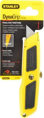 Stanley - Retractable Utility Knife - Plastic with Rubber Grip Handle, 3 Blades Included - Exact Industrial Supply