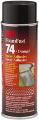 3M - 24 oz Aerosol Orange Spray Adhesive - High Tack, 170°F Heat Resistance, 40 Sq Ft Coverage, Medium Strength Bond, 15 min Max Bonding Time, Flammable, Series 74 - Exact Industrial Supply