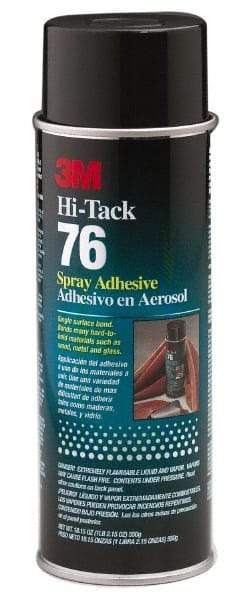 3M - 24 oz Aerosol Clear Spray Adhesive - High Tack, 160°F Heat Resistance, 28 Sq Ft Coverage, High Strength Bond, 10 min Max Bonding Time, Flammable, Series High-Tack 76 - Exact Industrial Supply