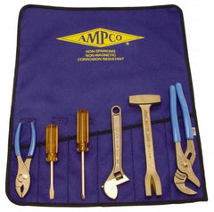 Ampco - 6 Piece Nonsparking Tool Set - Comes in Tool Roll - Exact Industrial Supply