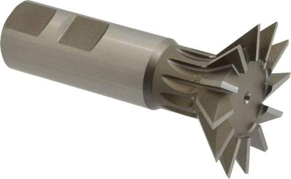 Keo - 1-7/8" Diam x 1/2" Width of Cut, 45° Included Angle, High Speed Steel Dovetail Cutter - 7/8" Shank Diam, 2-1/32" Shank Length, 3-1/4" Overall Length, Weldon Flat, Uncoated - Exact Industrial Supply