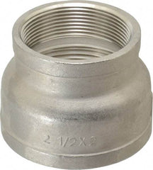 Merit Brass - 2-1/2 x 2" Grade 304 Stainless Steel Pipe Reducer Coupling - FNPT x FNPT End Connections, 150 psi - Exact Industrial Supply