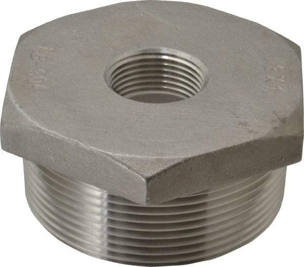Merit Brass - 3 x 1" Grade 304 Stainless Steel Pipe Hex Bushing - MNPT x FNPT End Connections, 150 psi - Exact Industrial Supply