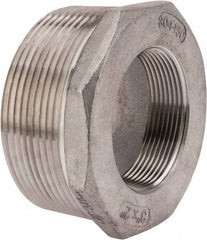 Merit Brass - 3 x 2" Grade 304 Stainless Steel Pipe Hex Bushing - MNPT x FNPT End Connections, 150 psi - Exact Industrial Supply