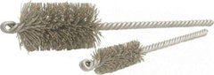 Brush Research Mfg. - 1.135" Diam Helical Nylon Tube Brush - Double Spiral, 0.022" Filament Diam, 2" Brush Length, 8" OAL, 0.31" Diam Steel Shank - Exact Industrial Supply