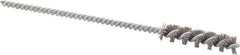 Brush Research Mfg. - 0.275" Diam Helical Nylon Tube Brush - Single Spiral, 0.018" Filament Diam, 1-1/4" Brush Length, 4-1/2" OAL, 0.112" Diam Steel Shank - Exact Industrial Supply
