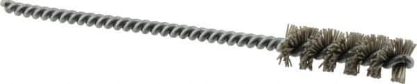 Brush Research Mfg. - 0.413" Diam Helical Nylon Tube Brush - Single Spiral, 0.018" Filament Diam, 1-1/4" Brush Length, 4-1/2" OAL, 0.14" Diam Steel Shank - Exact Industrial Supply