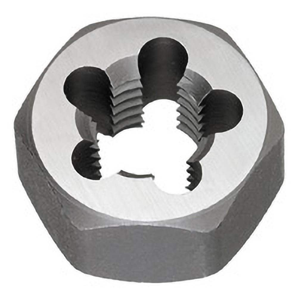 Titan USA - Hex Rethreading Dies; Thread Size: 1/4-28 ; Hex Size (Inch): 19/32 ; Material: Carbon Steel ; Thread Direction: Right Hand ; Thread Standard: UNF ; Thickness (Inch): 1/4 - Exact Industrial Supply