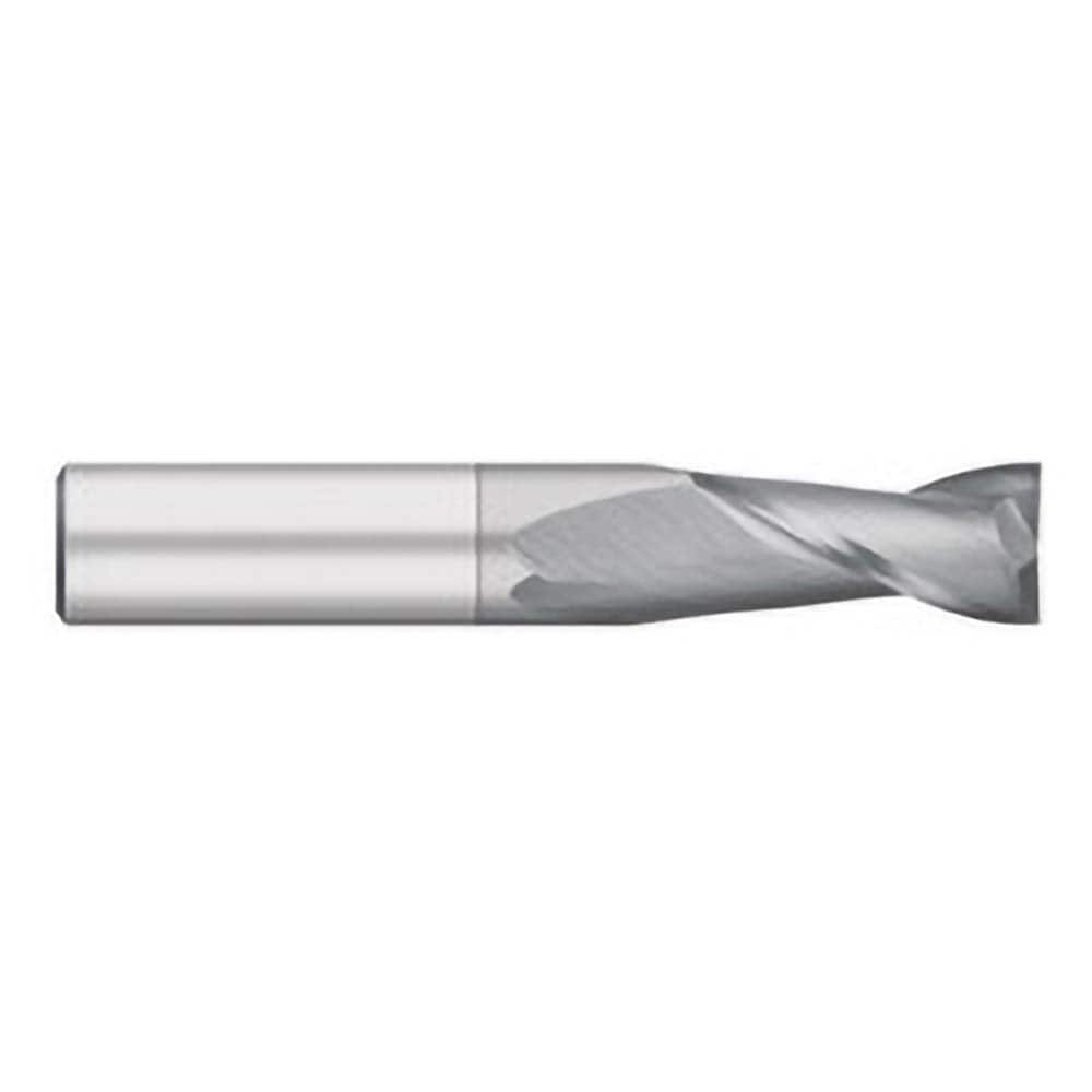 Square End Mill: 0.1563'' Dia, 9/16'' LOC, 3/16'' Shank Dia, 2'' OAL, 2 Flutes, Solid Carbide Single End, TiCN Finish, Upcut Flute, 30 ° Helix, Centercutting, RH Cut, RH Flute