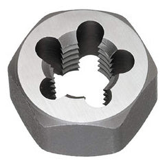 Titan USA - Hex Rethreading Dies; Thread Size: 1/8-27 ; Hex Size (Inch): 1-1/16 ; Material: Carbon Steel ; Thread Direction: Right Hand ; Thread Standard: NPT ; Thickness (Inch): 3/8 - Exact Industrial Supply