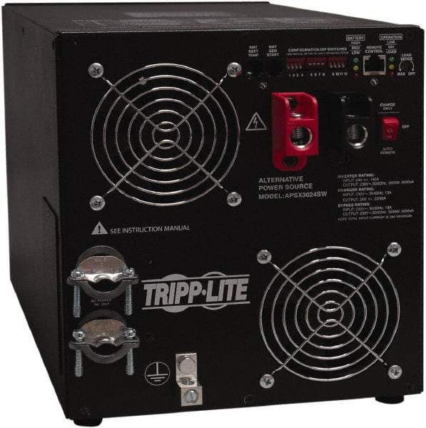 Tripp-Lite - Hardwire Connection, 24 VDC Input, 230 Output, 6,000 Peak Wattage, Surface Mount Power Inverter - 8.9" Wide x 10.08" Deep x 10-2/25" High, 3,000 Watt Continuous Output Power, Fan Cooled - Exact Industrial Supply
