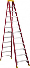 Louisville - 11 Steps, 12' High, Type IA Rating, Fiberglass Step Ladder - Exact Industrial Supply