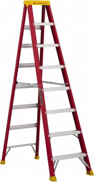 Louisville - 7 Steps, 8' High, Type IA Rating, Fiberglass Step Ladder - Exact Industrial Supply