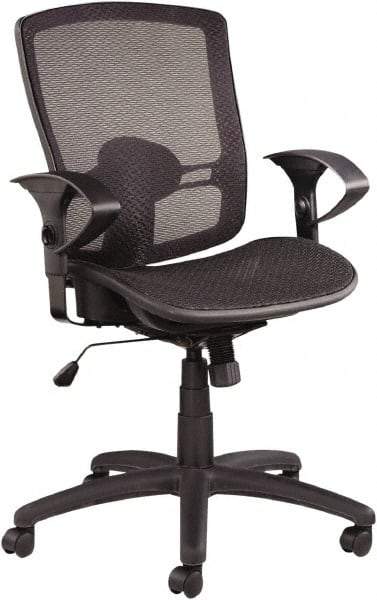 ALERA - 39-3/8" High Mid Back Chair - 25" Wide x 26-1/4" Deep, Mesh Seat, Black - Exact Industrial Supply