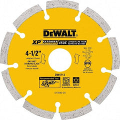 DeWALT - 5" Diam, 7/8" Arbor Hole Diam, 5 Tooth Wet & Dry Cut Saw Blade - Diamond Matrix, General Purpose Action, Standard Round Arbor - Exact Industrial Supply