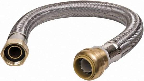 SharkBite - 3/4" Push to Connect Inlet, 3/4" FIP Outlet, Braided Stainless Steel Flexible Connector - Stainless Steel, Use with Water Air Connectors - Exact Industrial Supply