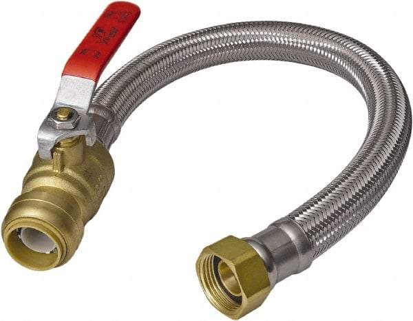 SharkBite - 3/4" Push to Connect Inlet, 3/4" FIP Outlet, Braided Stainless Steel Flexible Connector - Stainless Steel, Use with Water Air Connectors - Exact Industrial Supply