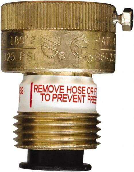 CASH ACME - 3/4" Pipe, 125 Max psi, 2 Color Warning Insulated Brass, Normally Closed Design Vacuum Breaker Valve - Buna-N Seal, Stainless Steel Spring, FNPTF x MNPTF End Connections - Exact Industrial Supply