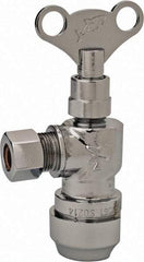 SharkBite - 1/2 & 3/8" Pipe, 200 psi WOG Rating, Brass Angle Stop Valve - Loose Key Handle, Push Fit End Connections, For Potable Water Applications - Exact Industrial Supply