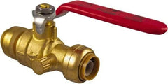 SharkBite - 3/4 x 3/4" Pipe, Standard Port, Brass Standard Ball Valve - Inline - Two Way Flow, Push-to-Connect x Push-to-Connect Ends, Steel Handle, 200 WOG - Exact Industrial Supply