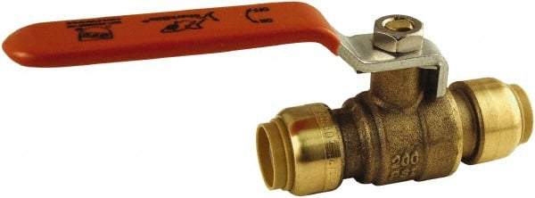 SharkBite - 3/4 x 3/4" Pipe, Standard Port, Brass Standard Ball Valve - Inline - Two Way Flow, Push-to-Connect x Push-to-Connect Ends, Steel Handle, 200 WOG - Exact Industrial Supply