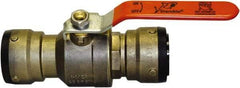 SharkBite - 1-1/4" Pipe, Standard Port, Brass Standard Ball Valve - Inline - Two Way Flow, Push-to-Connect x Push-to-Connect Ends, Steel Handle, 200 WOG - Exact Industrial Supply