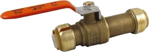 SharkBite - 3/4 x 3/4" Pipe, Standard Port, Brass Standard Ball Valve - Inline - Two Way Flow, Push-to-Connect x Push-to-Connect Ends, Steel Handle, 200 WOG - Exact Industrial Supply