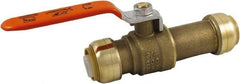 SharkBite - 3/4 x 3/4" Pipe, Standard Port, Brass Standard Ball Valve - Inline - Two Way Flow, Push-to-Connect x Push-to-Connect Ends, Steel Handle, 200 WOG - Exact Industrial Supply