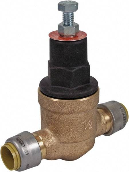 SharkBite - 1/2" Pipe, Push Fit End Connection, Bronze Body Pressure Regulating Valve - EPDM Seal, 200 psi Inlet Pressure, 10 to 70 psi Working Pressure - Exact Industrial Supply