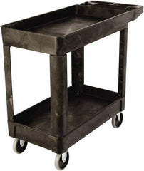 Rubbermaid - 500 Lb Capacity, 18" Wide x 39" Long x 33-1/4" High Standard Utility Cart - 2 Shelf, Plastic, TPR Casters - Exact Industrial Supply