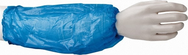 Disposable Sleeves: Size XL, Polyethylene, Blue Elastic Opening at Both Ends Closure