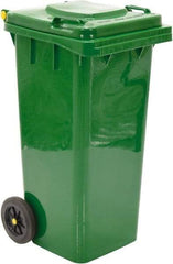 Vestil - 32 Gal Green Square Trash Can - Polyethylene, None Graphic, 38" High x 21-13/16" Long x 18-3/4" Wide, Lid Included - Exact Industrial Supply