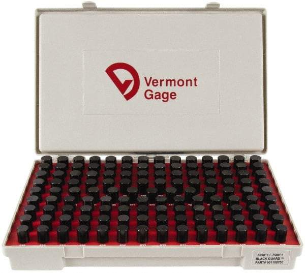 Vermont Gage - 125 Piece, 0.626-0.75 Inch Diameter Plug and Pin Gage Set - Plus 0.0002 Inch Tolerance, Class ZZ - Exact Industrial Supply