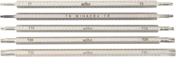 Wiha - 5 Piece, 1/4" Drive Screwdriver Insert Torx Bit Set - T6 to T40 Torx - Exact Industrial Supply