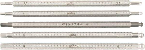 Wiha - 5 Piece Hex Drive Bit Set - Ball End Hex Point - Exact Industrial Supply