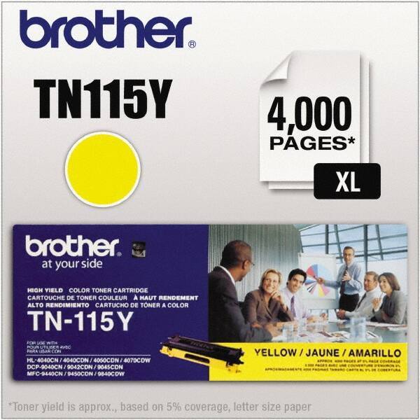 Brother - Yellow Toner Cartridge - Use with Brother DCP-9040CN, 9045CDN, HL-4040CDN, 4040CN, 4070CDW, MFC-9440CN, 9550CDN, 9840CDW - Exact Industrial Supply